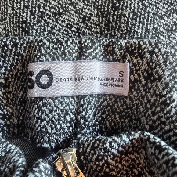 Size SM SO Pull‎ on Flare Zip Fly Marbled Black and White Polyester/Rayon Pants - Picture 3 of 4